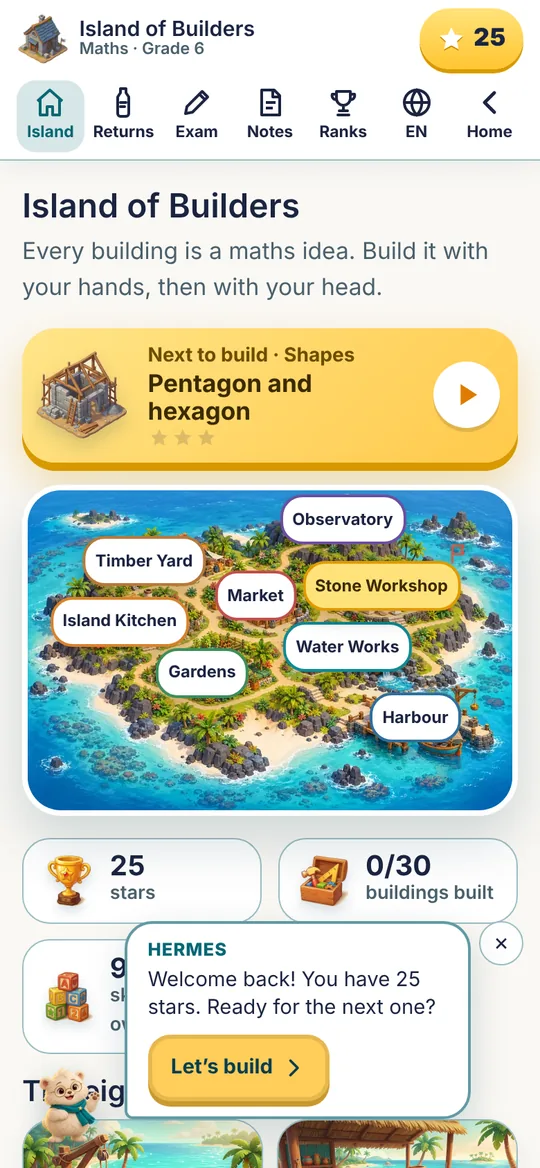 The Island of Builders map in Element Maths