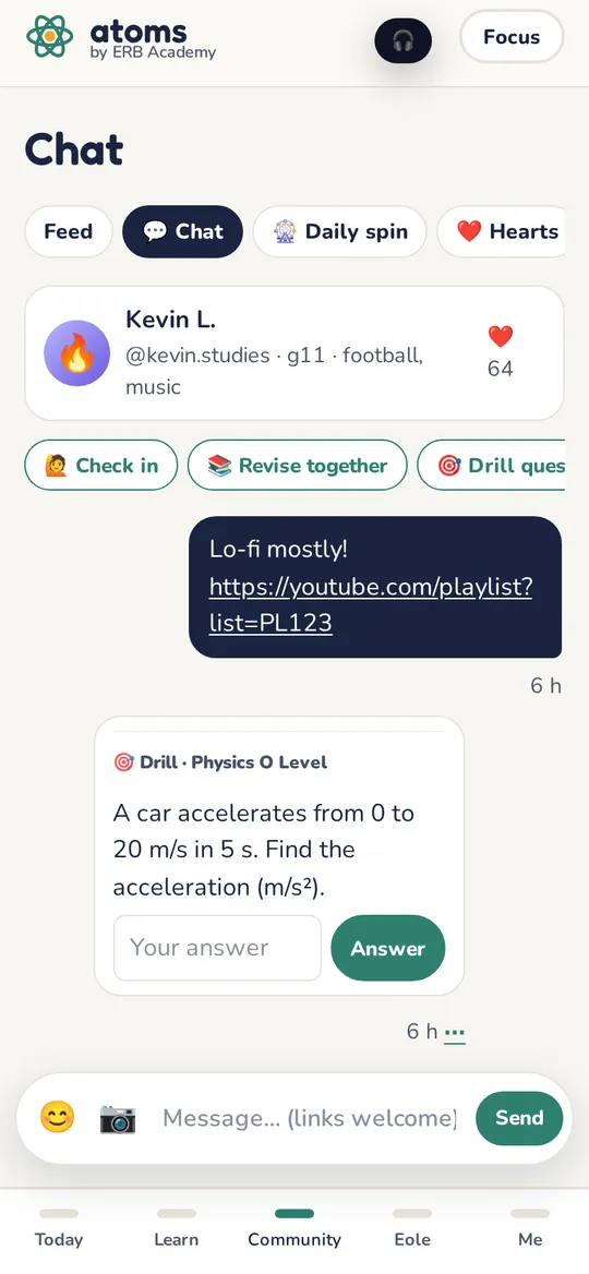 Atoms app screen