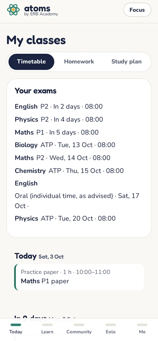 Atoms app screen