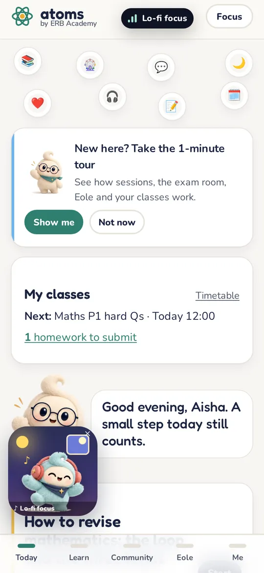 Atoms app screen