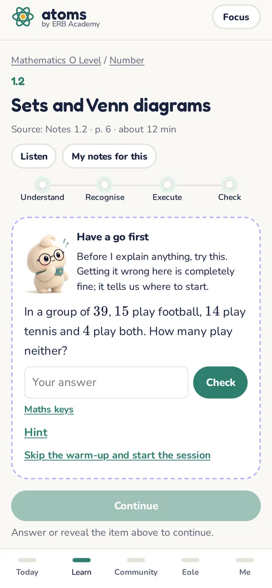 Atoms app screen