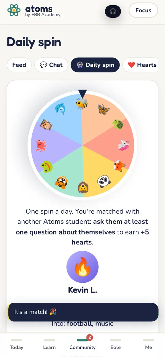 Atoms app screen